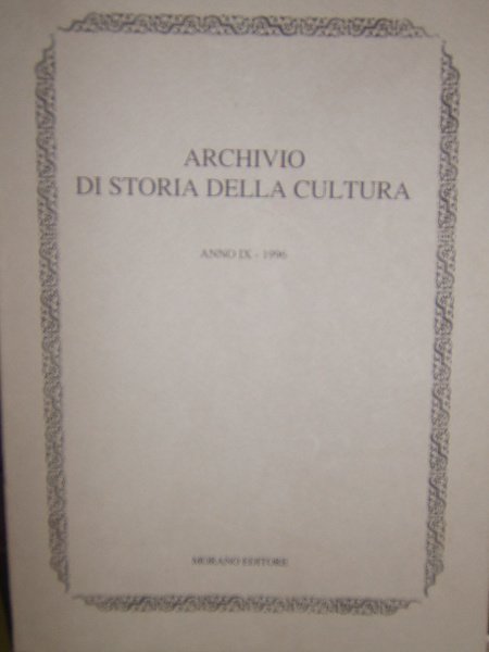 ARCHIVIO DI STORIA DELLA CULTURA.