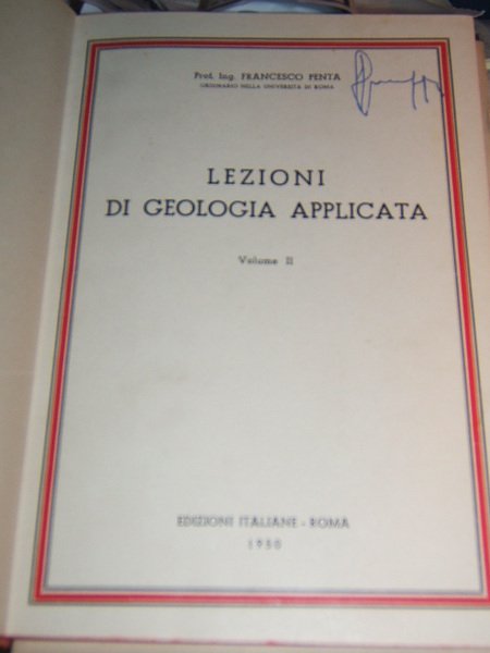 LEZIONI DI GEOLOGIA APPLICATA. II VOL.