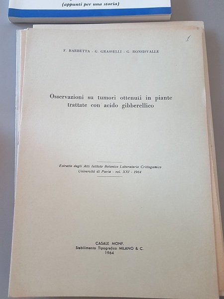 OSSERVAZIONI SU TUMORI OTTENUTI IN PIANTE TRATTATE CON ACIDO GIBBERELLICO