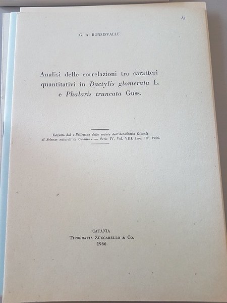 ANALISI DELLE CORRELAZIONI TRA CARATTERI QUANTITATIVI IN DACTYLIS GLOMERATA L. …