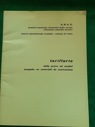 TARIFFARIO DELLE PROVE ED ANALISI ESEGUITE SU MATERIALI DA COSTRUZIONE