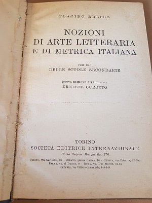 NOZIONI DI ARTE LETTERARIA E DI METRICA ITALIANA