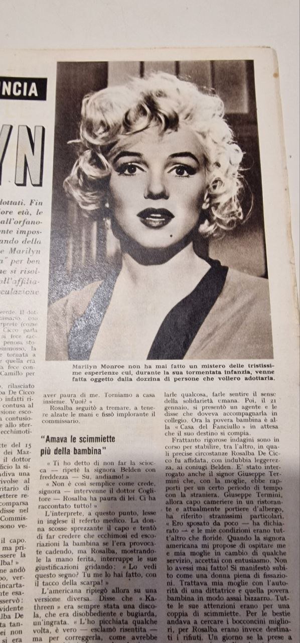 FOTO MARILYN MONROE RIVISTA DETECTIVE CRIMEN N 5 1960