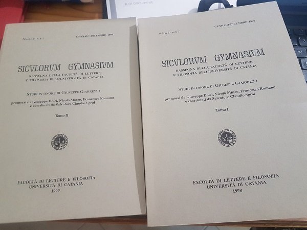 SICULORUM GYMNASIUM RASSEGNA DELLA FACOLTA' DI LETTERE E FILOSOFIA DELL'UNIVERSITA' …