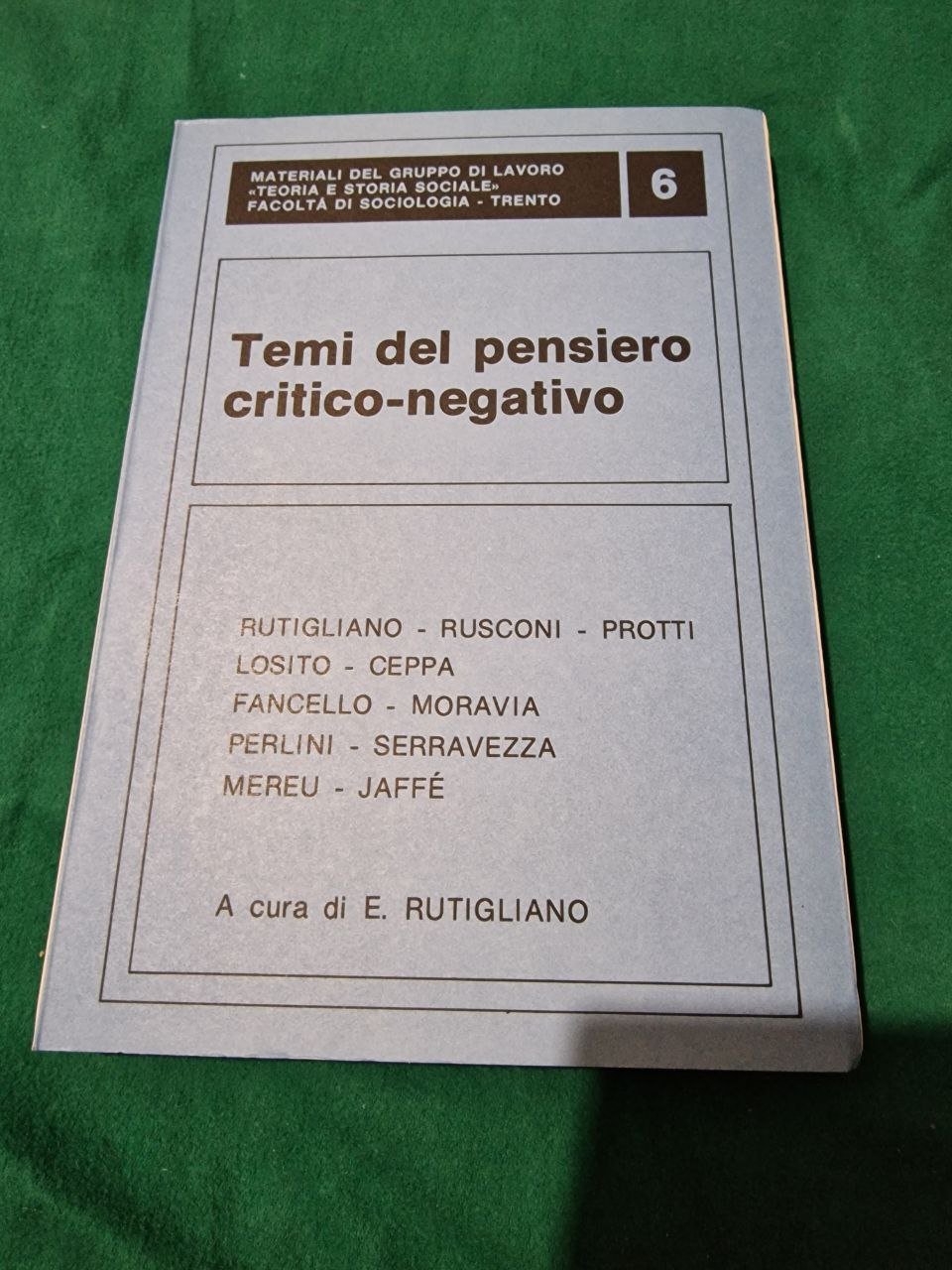 TEMI DEL PENSIERO CRITICO NEGATIVO