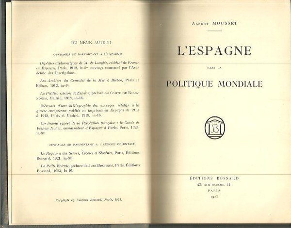 L'ESPAGNE DANS LA POLITIQUE MONDIALE.