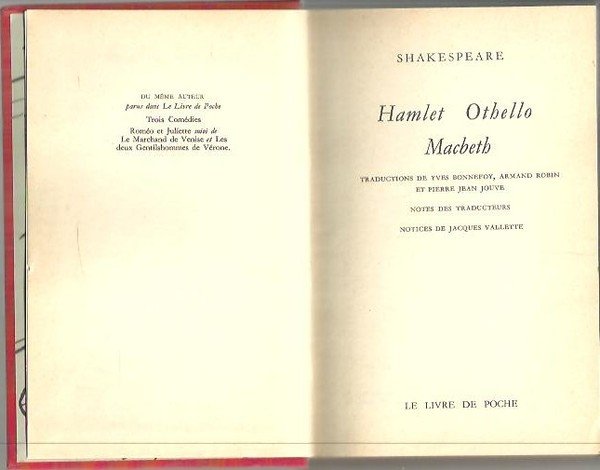 MACBETH. OTHELLO. HAMLET.
