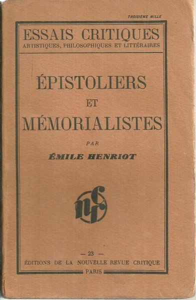 EPISTOLIERS ET MEMORIALISTES.