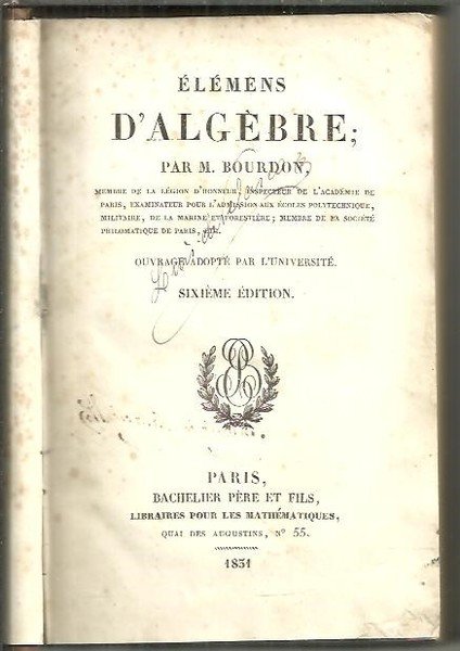 ELEMENS D'ALGEBRE.