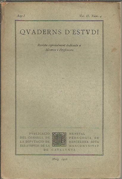 QUADERNS D'ESTUDI. ANY I. VOL. II. N. 4.