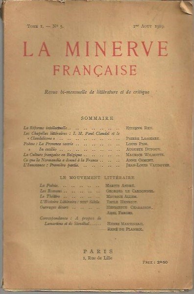 LA MINERVE FRANÇAISE. TOME I. N. 5.
