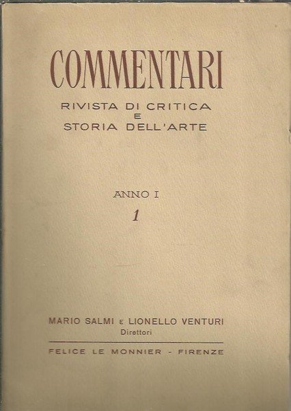 COMMENTARI. RIVISTA DI CRITICA E STORIA DELL'ARTE. ANNO I. N. …