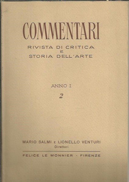 COMMENTARI. RIVISTA DI CRITICA E STORIA DELL'ARTE. ANNO I. N. …