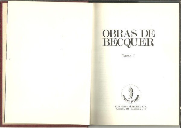 OBRAS DE BECQUER. TOMO I.