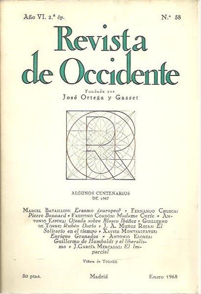 REVISTA DE OCCIDENTE. AÑO VI. NUM. 58.