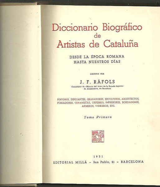 DICCIONARIO BIOGRAFICO DE ARTISTAS DE CATALUÑA.