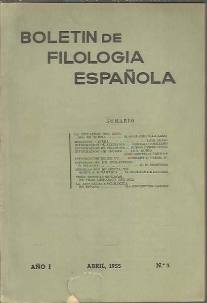 BOLETIN DE FILOLOGIA ESPAÑOLA. AÑO I, NUM. 3.