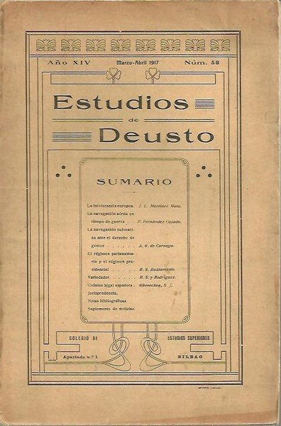 ESTUDIOS DE DEUSTO. AÑO XIV. MARZO-ABRIL 1917. N. 58.