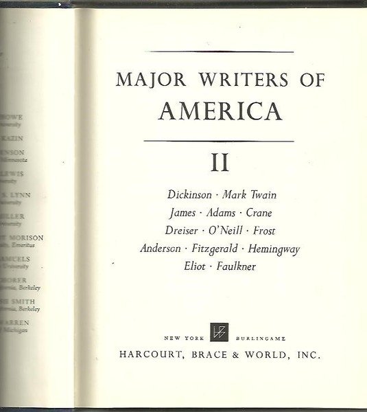 MAJOR WRITERS OF AMERICA. II. DICKINSON, MARK TWAIN, JAMES, ADAMS, …