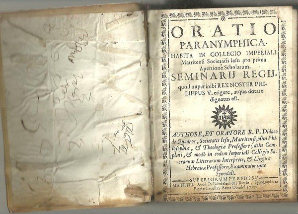 ORATIO PARANYMPHICA, HABITA IN COLLEGIO IMPERIALI, MATRITENSI SOCIETATIS IESU PRO …