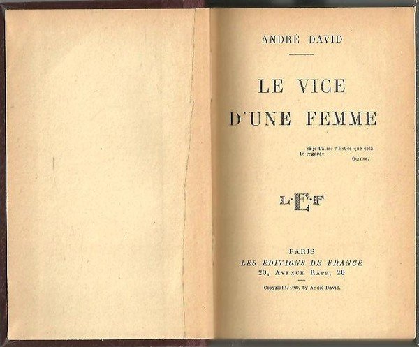 LE VICE D'UNE FEMME.