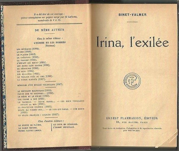 IRINA, L'EXILEE.
