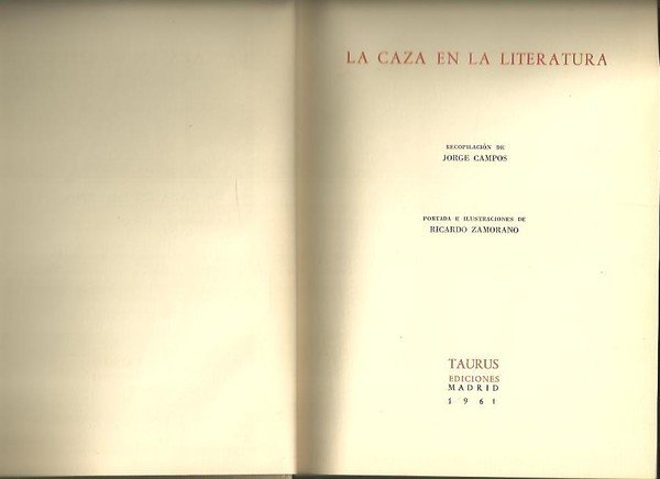 LA CAZA EN LA LITERATURA. | Immagine principale