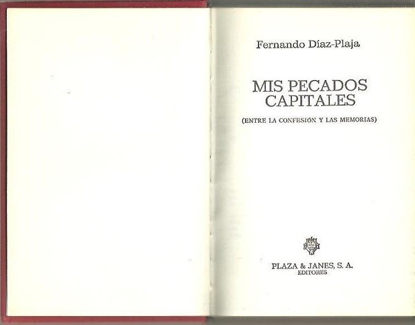 MIS PECADOS CAPITALES. (ENTRE LAS CONFESION Y LAS MEMORIAS). | Immagine principale