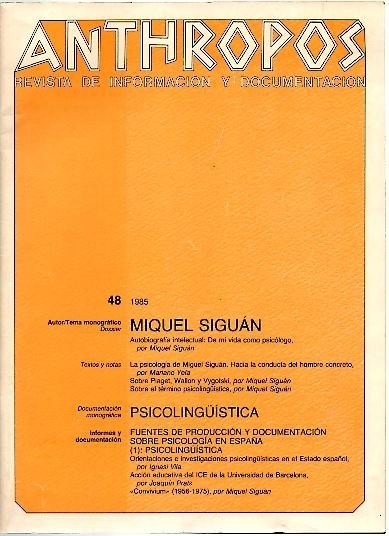 ANTHROPOS. REVISTA DE INFORMACION Y DOCUMENTACION. N. 48. 1985.