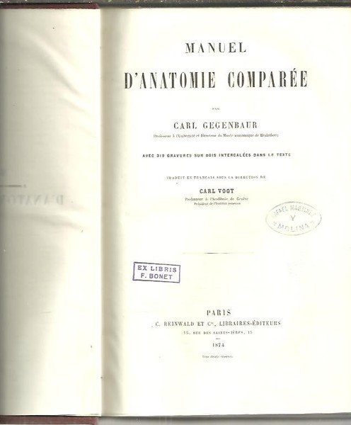 MANUEL D'ANATOMIE COMPAREE.