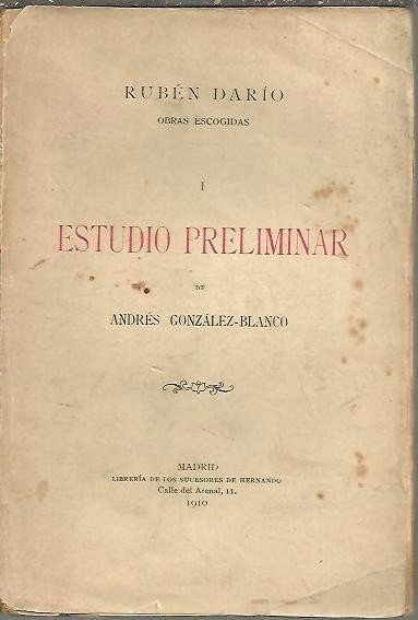 RUBEN DARIO. ESTUDIO PRELIMINAR.