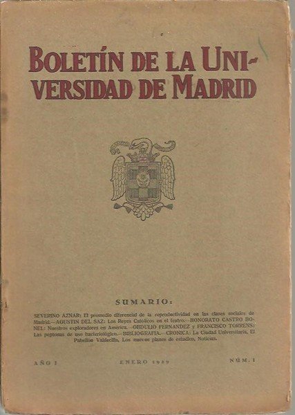 BOLETIN DE LA UNIVERSIDAD DE MADRID. AÑO I. NUM.1.