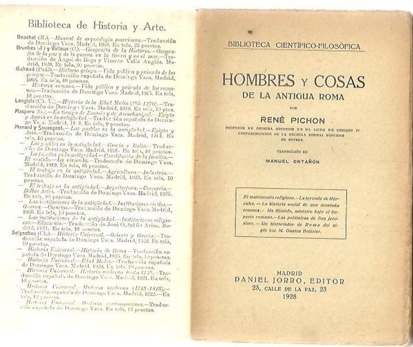 HOMBRES Y COSAS DE LA ANTIGUA ROMA.