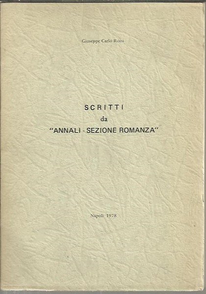 SCRITTI DA ANNALI SEZIONE ROMANZA.