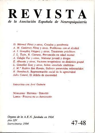 REVISTA DE LA ASOCIACION ESPAÑOLA DE NEUROPSIQUIATRIA. AÑO XIV. N. …