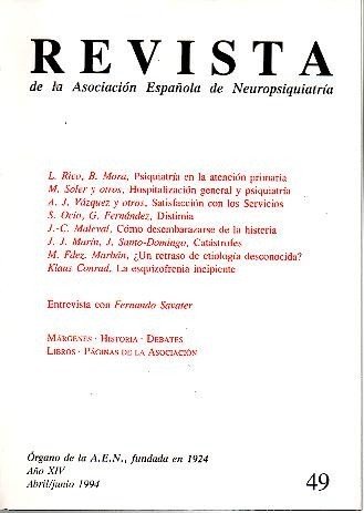 REVISTA DE LA ASOCIACION ESPAÑOLA DE NEUROPSIQUIATRIA. AÑO XIV. N. …