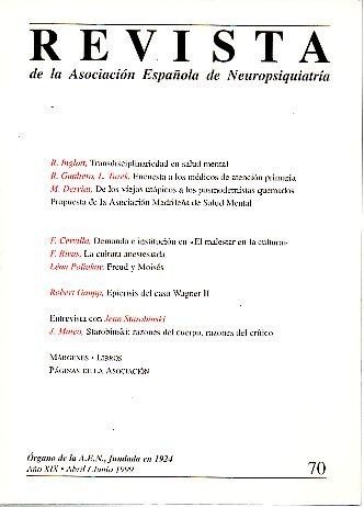 REVISTA DE LA ASOCIACION ESPAÑOLA DE NEUROPSIQUIATRIA. AÑO XIX. N. …