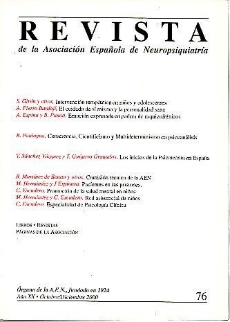 REVISTA DE LA ASOCIACION ESPAÑOLA DE NEUROPSIQUIATRIA. AÑO XX. N. …