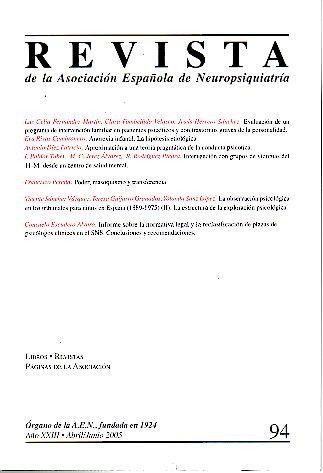 REVISTA DE LA ASOCIACION ESPAÑOLA DE NEUROPSIQUIATRIA. AÑO XXV. N. …