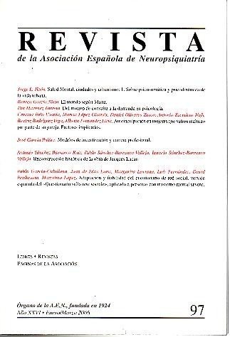 REVISTA DE LA ASOCIACION ESPAÑOLA DE NEUROPSIQUIATRIA. AÑO XXVI. N. …