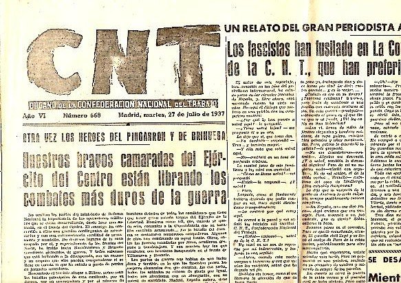 CNT. ORGANO DE LA CONFEDERACION NACIONAL DEL TRABAJO. AÑO VI. …