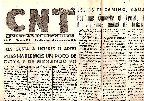 CNT. ORGANO DE LA CONFEDERACION NACIONAL DEL TRABAJO. AÑO VI. …