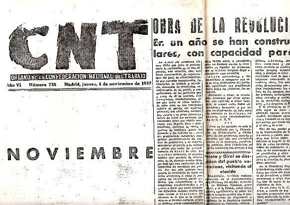 CNT. ORGANO DE LA CONFEDERACION NACIONAL DEL TRABAJO. AÑO VI. …