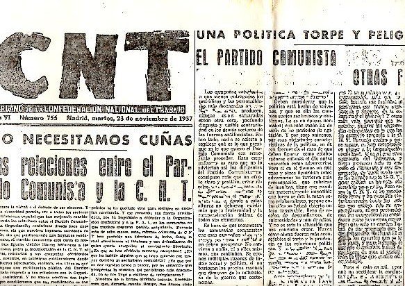 CNT. ORGANO DE LA CONFEDERACION NACIONAL DEL TRABAJO. AÑO VI. …