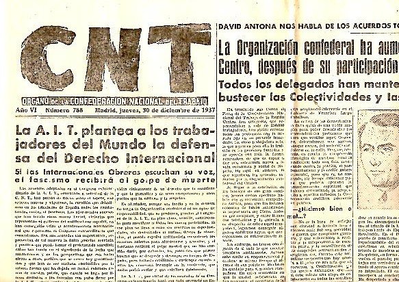 CNT. ORGANO DE LA CONFEDERACION NACIONAL DEL TRABAJO. AÑO VI. …