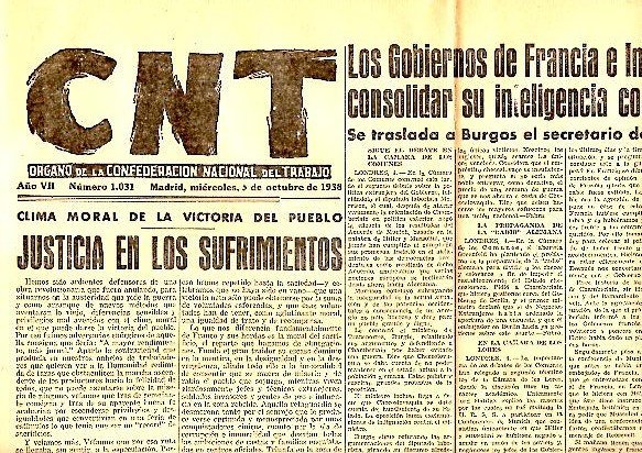 CNT. ORGANO DE LA CONFEDERACION NACIONAL DEL TRABAJO. AÑO VII. …