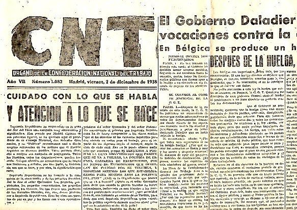 CNT. ORGANO DE LA CONFEDERACION NACIONAL DEL TRABAJO. AÑO VII. …