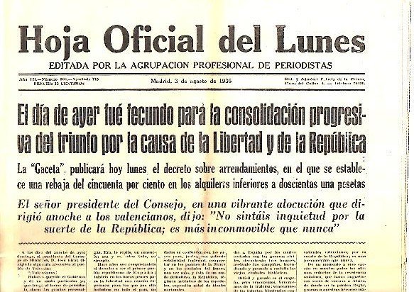 HOJA OFICIAL DEL LUNES. AÑO VII. N. 300. 3-AGOSTO-1936.
