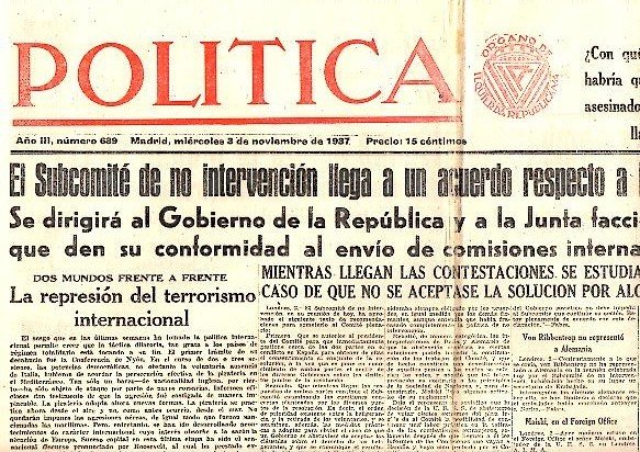 POLITICA. AÑO III. N. 689. 3-NOVIEMBRE-1937.
