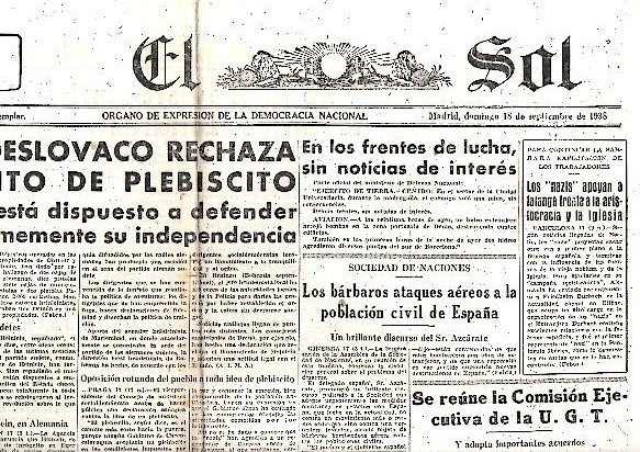 EL SOL. AÑO XXII. N. 6270. 18-SEPTIEMBRE-1938.